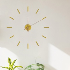 alvi Horloge murale Stick Tack Couleur jaune Avec adhésifs Mouvement silencieux 1xAA non inclus Bois