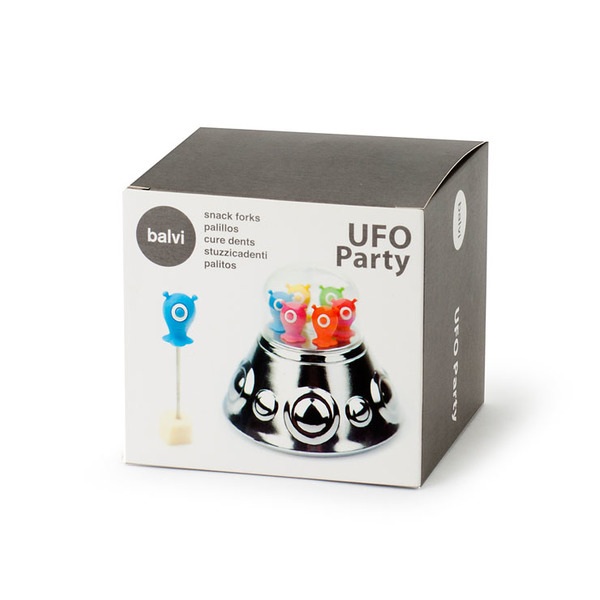 alvi Pic apéro Ufo Party Avec 6 pics en métal En forme d'extraterrestres Socle pour les ranger en fo