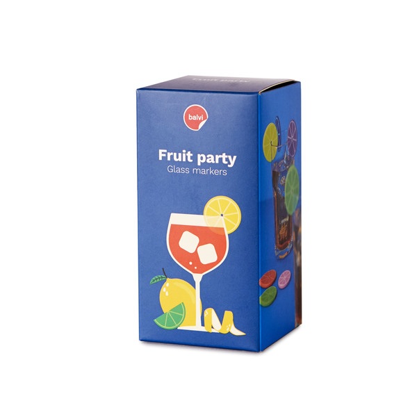 alvi Marca copas Fruit Party Set de 8 unidades Marcacopas o marcavasos Ideal para reuniones, fiestas