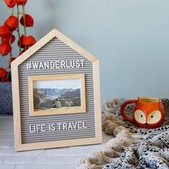 alvi Rahmen und Brett Home Farbe grau Für Fotos mit den Abmessungen 10x15 cm Inklusive Buchstaben, Z