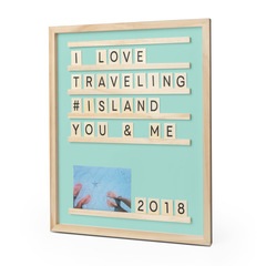 alvi Tableau avec lettres et photos Memories Couleur vert 46x37 cm 79 pièces Bois 46x37cmTABLEAU POU