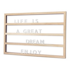 alvi Tableau avec lettres Nature Couleur bois 79 lettres, chiffres et symboles Bois 60x40cmTABLEAU P