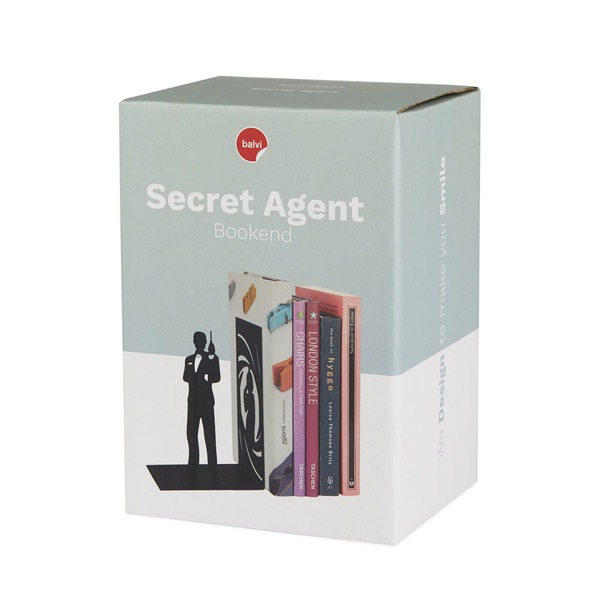 Balvi Secret Agent Schwarze Buchstützte aus Metall
