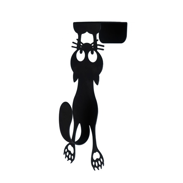 Balvi Aufhänger für Türen Curious Cat Farbe Schwarz Ein Form einer Katze Metall 21 cmLUSTIGES DESIGN