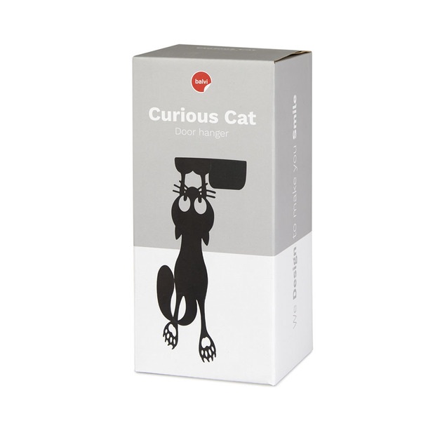 Balvi Aufhänger für Türen Curious Cat Farbe Schwarz Ein Form einer Katze Metall 21 cmLUSTIGES DESIGN