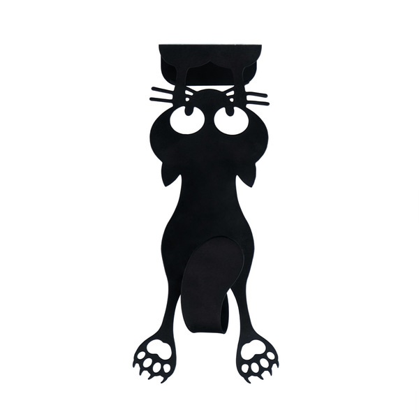 Balvi Aufhänger für Türen Curious Cat Farbe Schwarz Ein Form einer Katze Metall 21 cmLUSTIGES DESIGN
