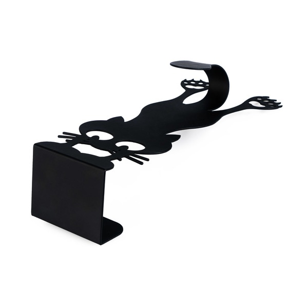 Balvi Aufhänger für Türen Curious Cat Farbe Schwarz Ein Form einer Katze Metall 21 cmLUSTIGES DESIGN
