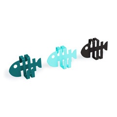 alvi Colgador cajón Fish Set de 3 colgadores En forma de pez Ideal para cajón de cocina MetalDISEÑO