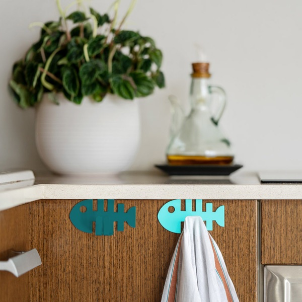 alvi Gancio cassetto Fish Set di 3 appendiabiti A forma di pesce Ideale per i cassetti della cucina