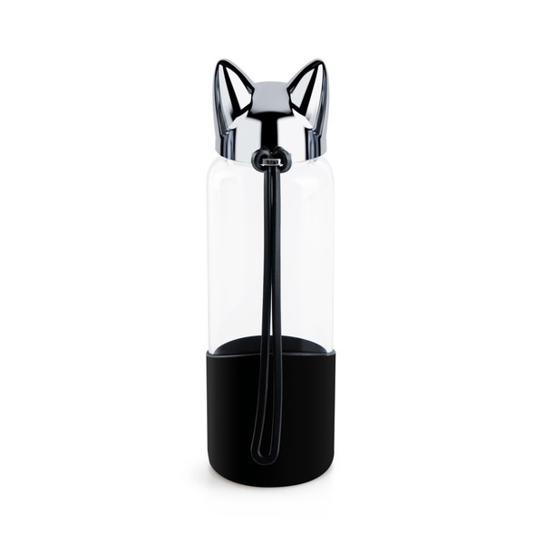 alvi Bouteille Cat Couleur noir Bouteille d'eau pour le voyage, la table de nuit et le bureau En for