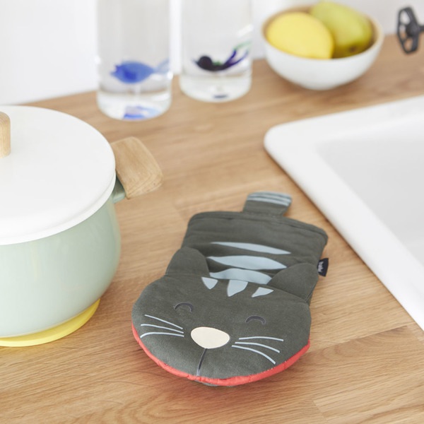 alvi Manopla cocina Meow! Color gris En forma de gato Manopla para horno Resistente al calor 250ºC P