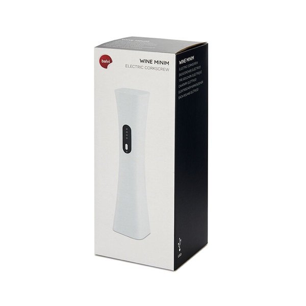 alvi Sacacorchos eléctrico Wine Minnim Color blanco Con descapsulador y cable USB Batería interna re