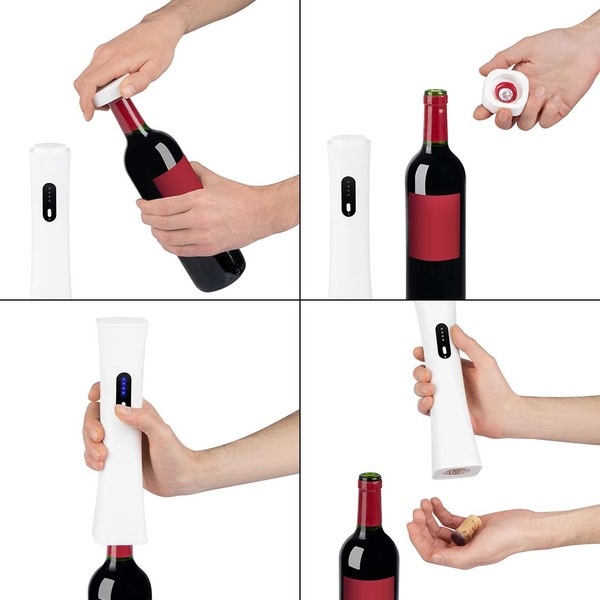 alvi Sacacorchos eléctrico Wine Minnim Color blanco Con descapsulador y cable USB Batería interna re