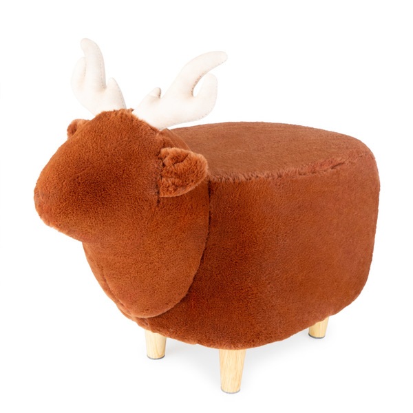 Balvi Taburete Le Cerf color marrón Con forma de ciervo Patas de madear Poliéster/madera
