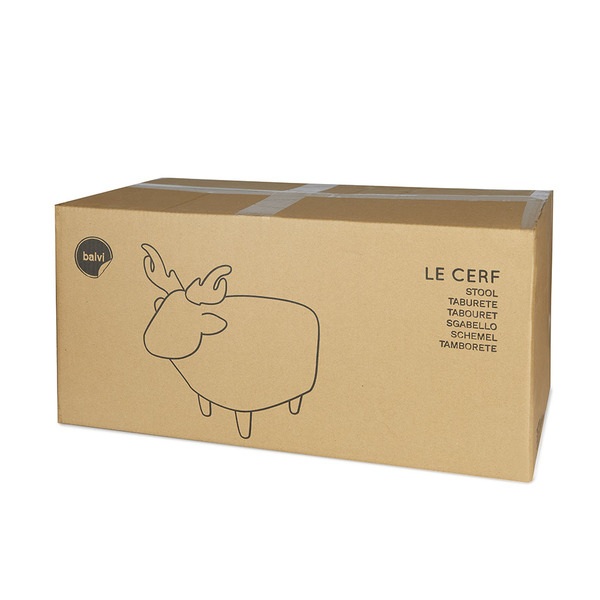 Balvi Taburete Le Cerf color marrón Con forma de ciervo Patas de madear Poliéster/madera