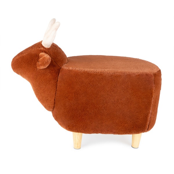 Balvi Taburete Le Cerf color marrón Con forma de ciervo Patas de madear Poliéster/madera