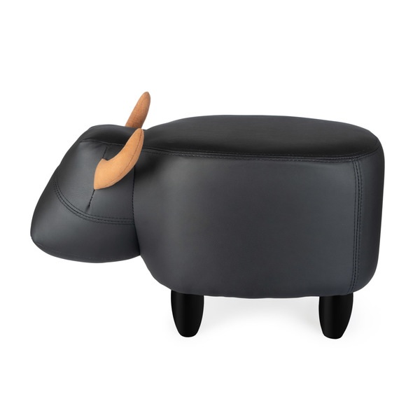 Balvi Taburete La Vache color negro Con forma de vaca Patas de madera Polipiel/madera