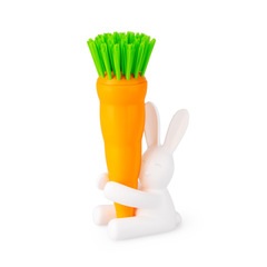 alvi Cepillo lavaplatos Bunny Cepillo en forma de zanahoria y soporte en forma de conejo Para platos