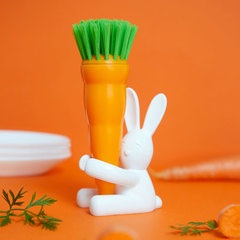 alvi Brosse à vaisselle Bunny Brosse en forme de carotte et socle en forme de lapin Idéale pour les 