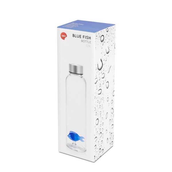alvi Wasserflasche Blue Fish 0,5 l Mit Antitropf-Verschluss aus Edelstahl Ideal für den Nachttisch o
