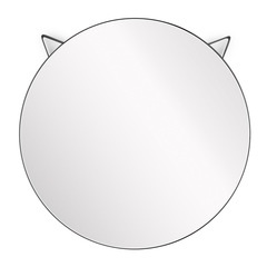 Balvi Miroir mural Cat Miroir rond en forme de tête de chat Cadré noir Métal 48x48GRAND FORMAT