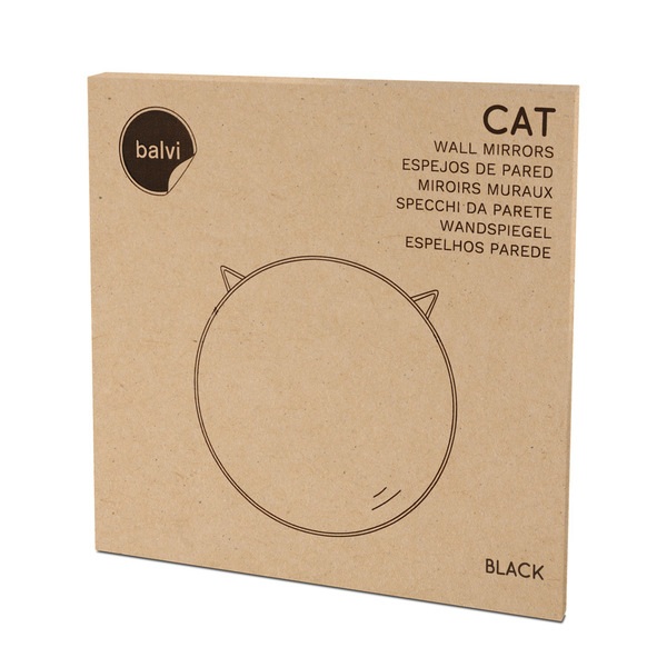 Balvi Espejo pared Cat Espejo redondo con forma de cara de gato Marco negro Metal 48x48GRAN TAMAÑO