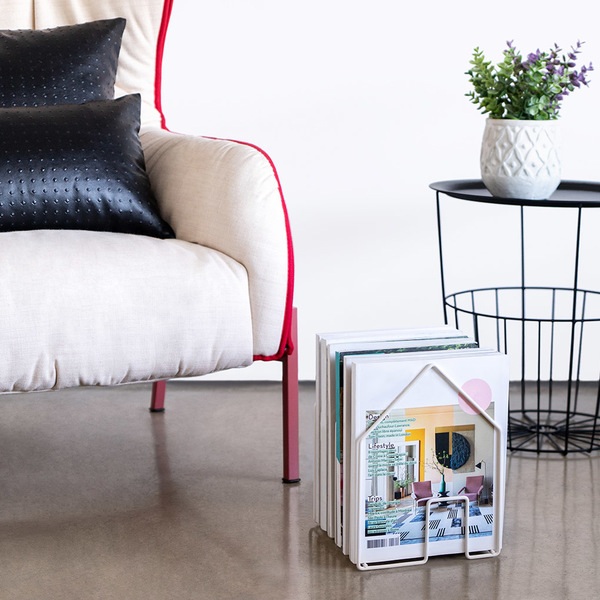 alvi Revistero Home Color blanco En forma de casa Gran capacidad para revistas, catálogos o diarios
