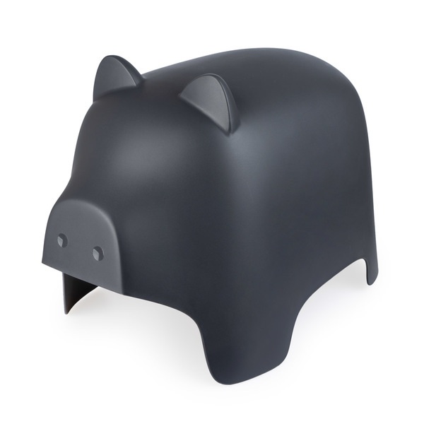 Balvi Taburete Piggy Color gris oscuro Con forma de cerdito Reposapies Para interior y exterior