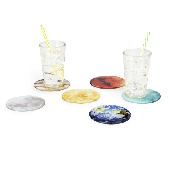 alvi Sottobicchieri Planets Set di 6 sottobicchieri con base per conservarli 6 diversi design raffig