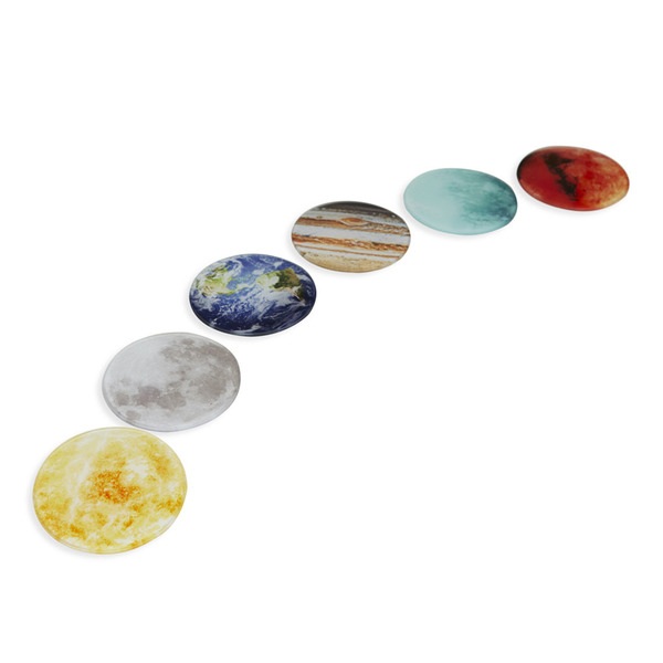 alvi Sottobicchieri Planets Set di 6 sottobicchieri con base per conservarli 6 diversi design raffig