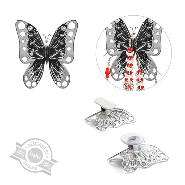 alvi Organizador joyas Volare Color plata Set de 2 soportes para joyas En forma de mariposa Para esp