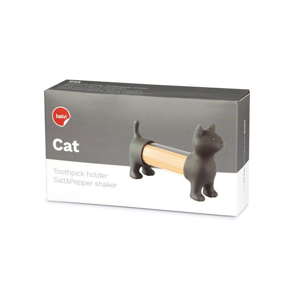 alvi Palillero & salero y pimentero Cat Color gris Con forma de gato Acrílico/plástico PVCMUY PRÁCTI