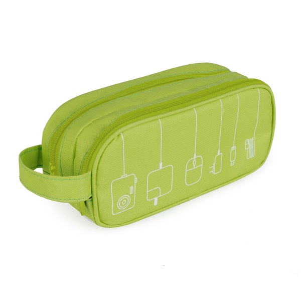 alvi Organizer per cavi Tidy Colore verde astuccio doppio Con tasche e divisori con manico Poliester