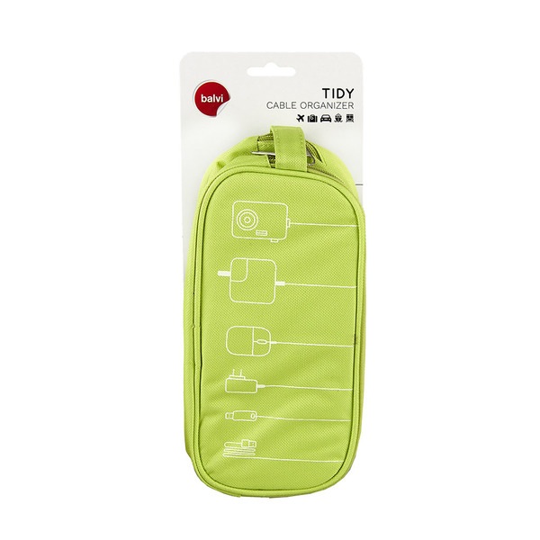 alvi Organizer per cavi Tidy Colore verde astuccio doppio Con tasche e divisori con manico Poliester