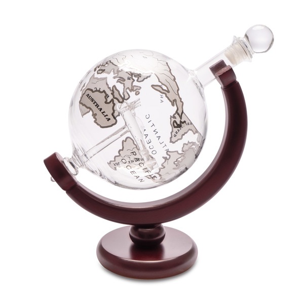 alvi Decantador whisky Globe Con soporte de madera Botella en forma de globo terrestre Con figura de