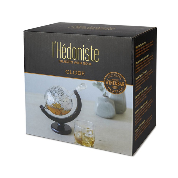 alvi Decantador whisky Globe Con soporte de madera Botella en forma de globo terrestre Con figura de