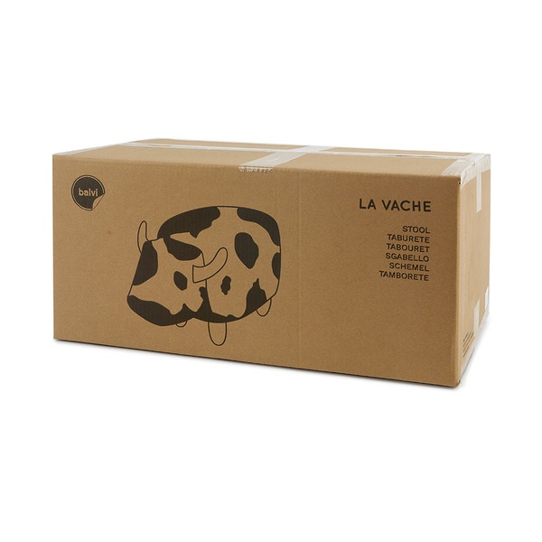 Balvi Taburete La Vache color negro/blanco Con forma de vaca Patas de madera Poliéster/madera