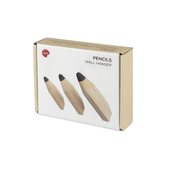 alvi Colgador pared Pencil Set de 3 colgadores En forma de lápiz Madera/plástico 12cmDISEÑO DIVERTID