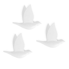 Balvi Wall hanger Birdie White colour 3-piece set Shaped bird PS plastic ORIGINAL DESIGN