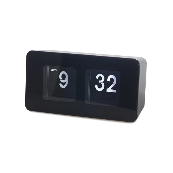 alvi Reloj sobremesa Flip Clock Color negro Posiblidad de colgar en pared Diseño retro Plástico ABSM