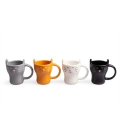 Balvi Set da cafè Meow! 4 tazze a forma di gatto Capacità: 90ml (x4) CeramicaDISEGNO DIVERTENTE