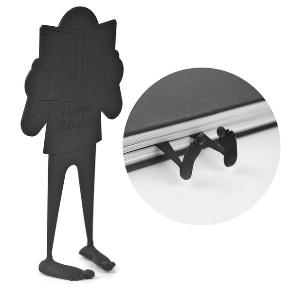Balvi - Book Crush segnalibro con disegno divertente di un personaggio schiacciato dal libro