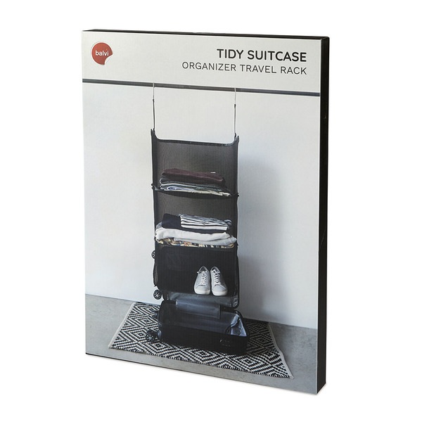 alvi Estantería plegable de viaje Tidy Color negro 3 niveles Ideal para maleta de mano Poliéster 75x