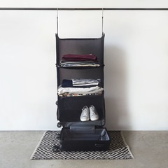 alvi Faltbares Reiseregal Tidy Farbe Schwarz Mit 3 Ebenen Ideal für in den Reisekoffer Polyester 75