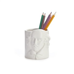 alvi Pot à crayons Shakespeare Couleur blanc Pot à crayons inspiré du célèbre écrivain Shakespeare C