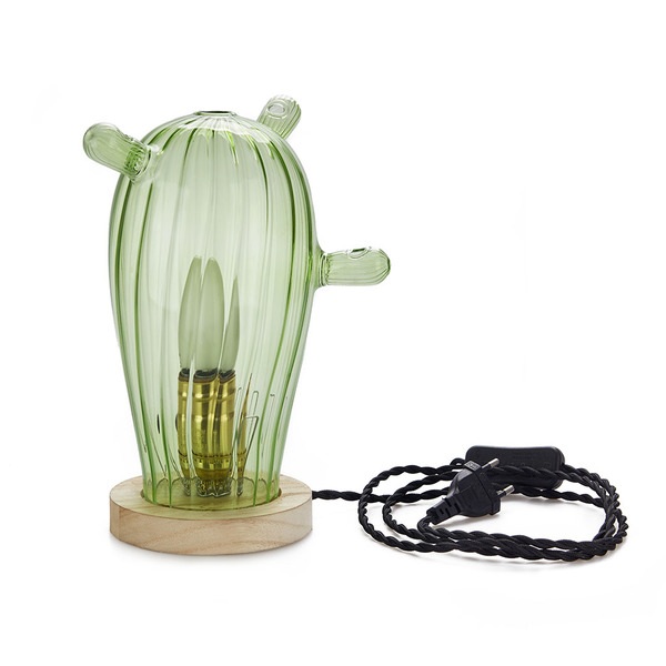 alvi Tischlampe Cactus Mexico Grün In Form eines Kaktus Gedrilltes nylon-verstärktes Kabel Glühbirne