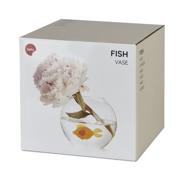 Balvi Jarrón Fish Florero Con la figura de un pez Vidrio Borosilicato 13x15(dia) cm DISEÑO DIVERTIDO
