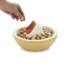 alvi Snack bowl Hungry Bird With inner compartment nut shells or bones olive Snaks bowl Ceramic 16cm