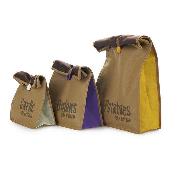 alvi Bolsas vegetales Super Fresh Color marron 3 bolsas Bolsa para vegetales tipo saco rústico, perf