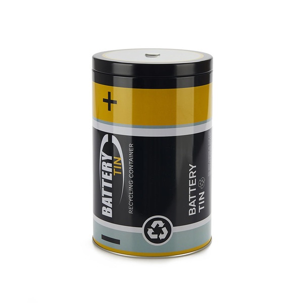 alvi Waste batteries container Battery Tin Black colour To recycle and help keep the environment Tin